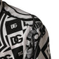 Black White Bandana Print Collared Shirt