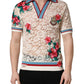 Beige Floral Tennis Club Lace Polo T-shirt