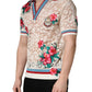 Beige Floral Tennis Club Lace Polo T-shirt