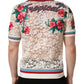 Beige Floral Tennis Club Lace Polo T-shirt