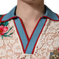 Beige Floral Tennis Club Lace Polo T-shirt