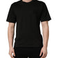 Black Cotton Short Sleeves Crew Neck  T-shirt