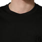 Black Cotton Short Sleeves Crew Neck  T-shirt