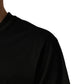 Black Cotton Short Sleeves Crew Neck  T-shirt