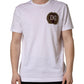 White DG Leaf Embroidery Crew Neck  T-shirt
