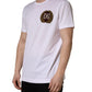 White DG Leaf Embroidery Crew Neck  T-shirt