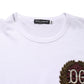White DG Leaf Embroidery Crew Neck  T-shirt