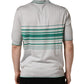 Gray Green Striped Logo Silk Polo T-shirt