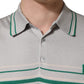 Gray Green Striped Logo Silk Polo T-shirt