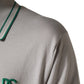 Gray Green Striped Logo Silk Polo T-shirt