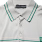 Gray Green Striped Logo Silk Polo T-shirt