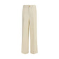 Beige Viscose Casual Pants