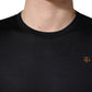 Dark Blue DG Logo Silk Men Crew Neck T-shirt