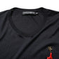 Dark Blue DG Logo Silk Men Crew Neck T-shirt
