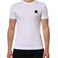 White Logo Patch Cotton Crew Neck T-shirt