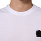 White Logo Patch Cotton Crew Neck T-shirt
