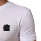 White Logo Patch Cotton Crew Neck T-shirt
