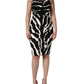 Black White Zebra Print CadyCalf Length Dress