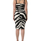 Black White Zebra Print CadyCalf Length Dress