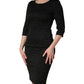 Black Floral Brocade Sheath Knee Length Dress