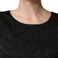 Black Floral Brocade Sheath Knee Length Dress