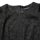 Black Floral Brocade Sheath Knee Length Dress