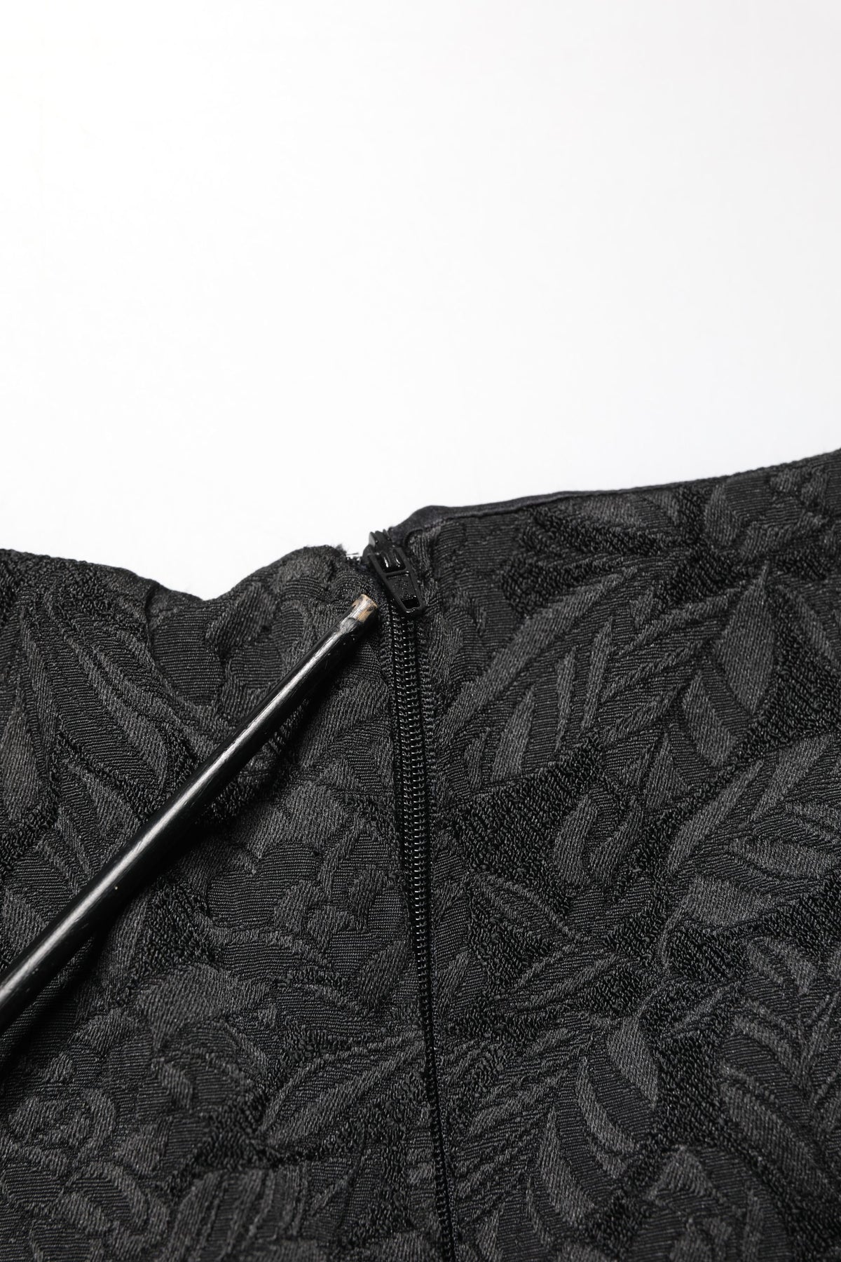 Black Floral Brocade Sheath Knee Length Dress
