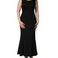 Black Floral Brocade Sheath Mermaid Dress