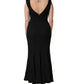 Black Floral Brocade Sheath Mermaid Dress