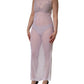 White Sheer Nylon Stretch Sheath Maxi Dress