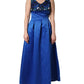 Royal Blue Floral Lace Sleeveless Long Gown Dress