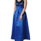 Royal Blue Floral Lace Sleeveless Long Gown Dress