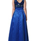 Royal Blue Floral Lace Sleeveless Long Gown Dress