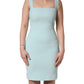 Green Square Neck Sleeveless Mini  Dress