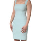 Green Square Neck Sleeveless Mini  Dress