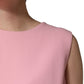 Pink Blue Wool Sleeveless Shift Mini  Dress