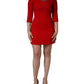 Red Heart Emmbellished Wool Mini  Dress