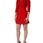 Red Heart Emmbellished Wool Mini  Dress