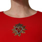 Red Heart Emmbellished Wool Mini  Dress