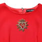 Red Heart Emmbellished Wool Mini  Dress
