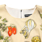 Beige Fruit PolkaDot Sheath Silk Midi Dress