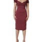 Maroon Silk Sweetheart Sheath Midi Dress