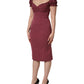 Maroon Silk Sweetheart Sheath Midi Dress