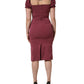 Maroon Silk Sweetheart Sheath Midi Dress