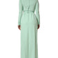 Green Viscose Long Sleeves Long Gown Dress