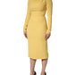 Yellow Silk Long Sleeves Sheath Midi Dress