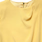 Yellow Silk Long Sleeves Sheath Midi Dress