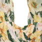 Yellow Silk Floral Print Pleated Maxi Dress