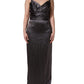 Black Satin Sleeveless Sweetheart Dress