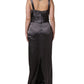 Black Satin Sleeveless Sweetheart Dress
